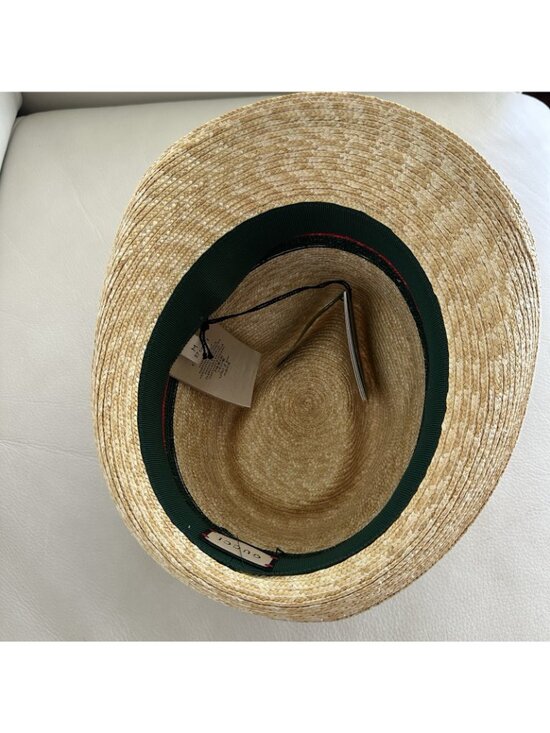 NWT 100% Authentic Gucci Beige Web Sherry Line Straw Hat Size M main image 10
